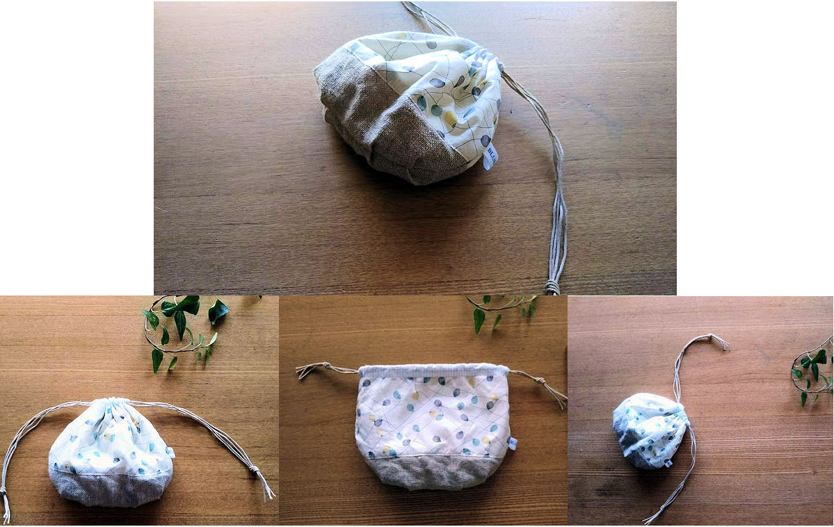 リバティ生地ピーショルムパークとリネンの巾着